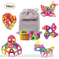AMOSTING Magnetic Blocks Building Set for Kids Magnetic Tiles Educational Stacking Blocks Toys for Boys and Girls with Storage Bag 64 pcs B06XBRWTSL